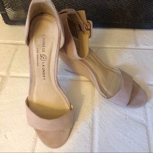 Chinese Laundry Nude Wedges with Ankle Strap Sz 8